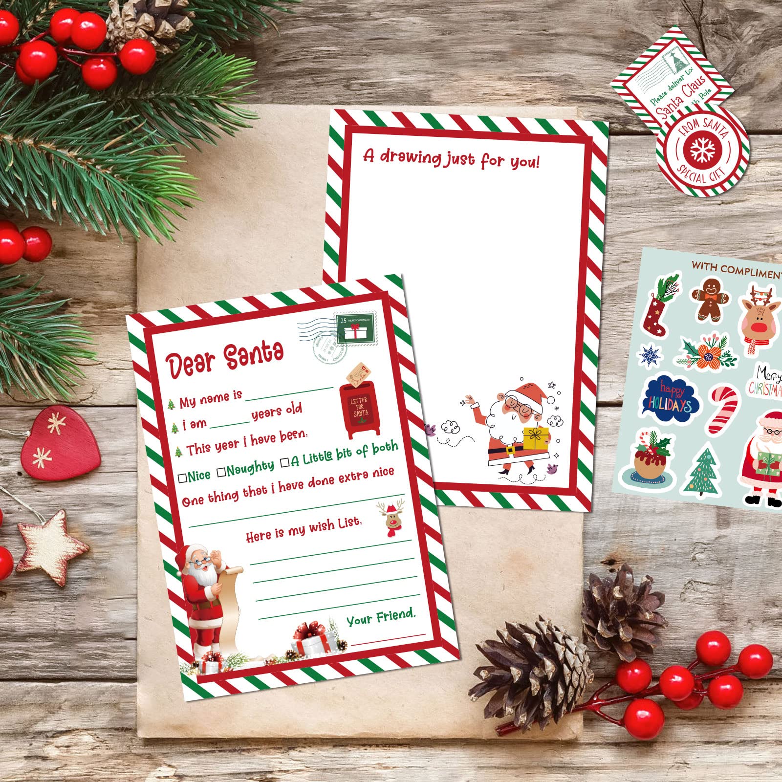 KOFECIT Letter To Santa Kit 8 Sets - 5x 7”Fill in The Blank Cards